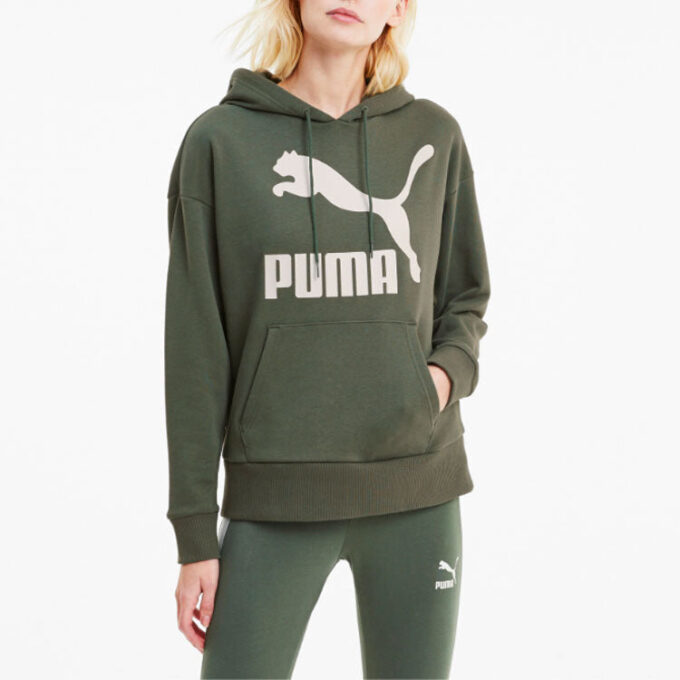 (WMNS) Bluza z kapturem Classics Logo „Oliwkowo-zielona,  biała”