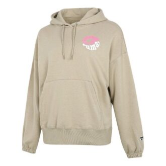 (WMNS) Bluza z kapturem Downtown Graphic, oddychająca, z nadrukiem liter, z długim rękawem, w kolorze khaki