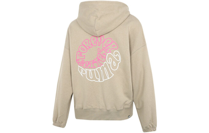 (WMNS) Bluza z kapturem Downtown Graphic, oddychająca, z nadrukiem liter, z długim rękawem, w kolorze khaki