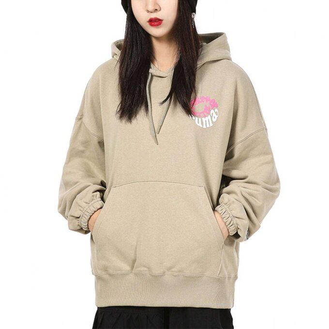 (WMNS) Bluza z kapturem Downtown Graphic, oddychająca, z nadrukiem liter, z długim rękawem, w kolorze khaki