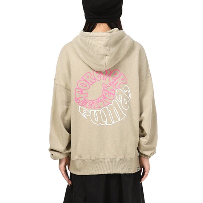 (WMNS) Bluza z kapturem Downtown Graphic, oddychająca, z nadrukiem liter, z długim rękawem, w kolorze khaki