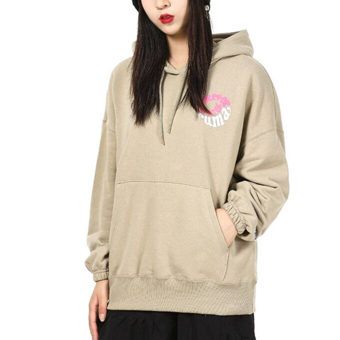 (WMNS) Bluza z kapturem Downtown Graphic, oddychająca, z nadrukiem liter, z długim rękawem, w kolorze khaki