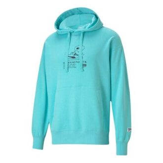 (WMNS) Bluza z kapturem, nadruk swobodny, anioł, niebieski