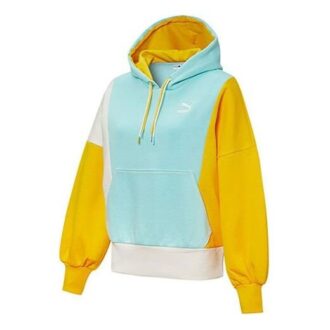 (WMNS) Bluza z kapturem panelowym „Niebiesko-żółto-biała”