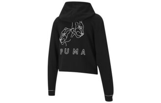 (WMNS) Bluza z kapturem w stylu Cat, dzianinowa, krótka, czarna