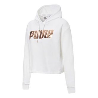(WMNS) Bluza z kapturem z metalicznym logo „Białe złoto”