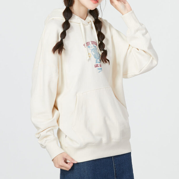 (WMNS) Bluza z kapturem z nadrukiem w dużym rozmiarze „Biała”