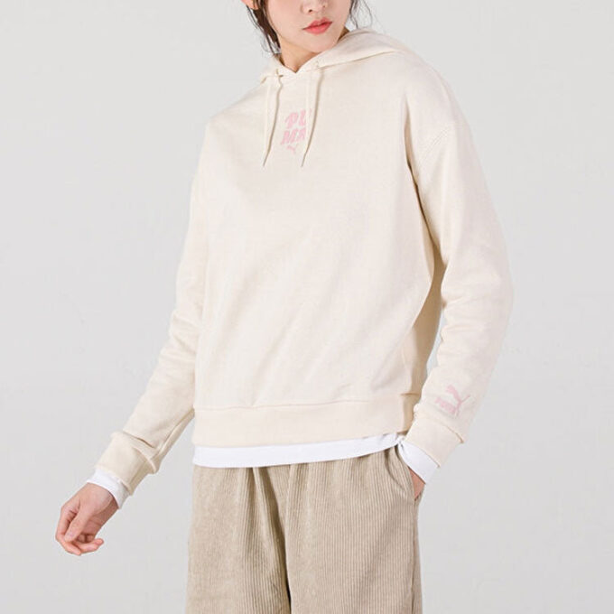 (WMNS) Bluza z kapturem z nadrukiem warstwowym, imitacja, biała