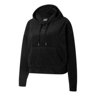 (WMNS) Jej welurowa bluza z kapturem „Czarna”