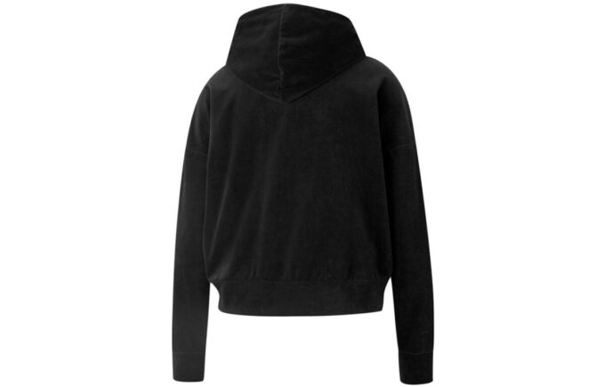 (WMNS) Jej welurowa bluza z kapturem „Czarna”