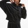 (WMNS) Jej welurowa bluza z kapturem „Czarna”