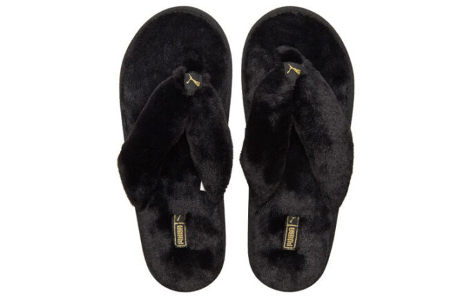 (WMNS) Klapki Fluff Flip Slide „Black Team Gold”