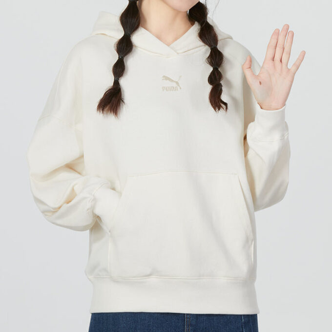 (WMNS) Klasyczna bluza z kapturem oversize TR „Biało-szara”