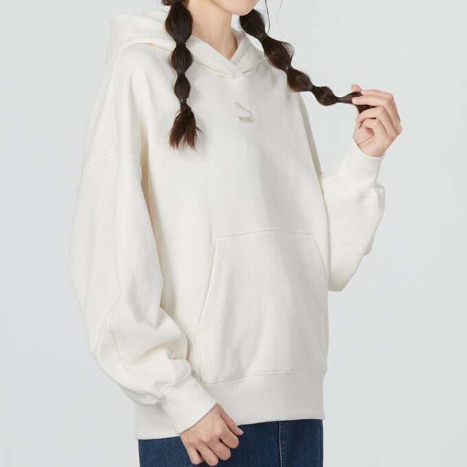 (WMNS) Klasyczna bluza z kapturem oversize TR „Biało-szara”
