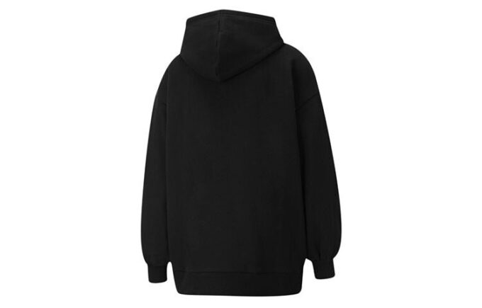 (WMNS) Klasyczna bluza z kapturem z nadrukiem logo w dużym rozmiarze, czarna