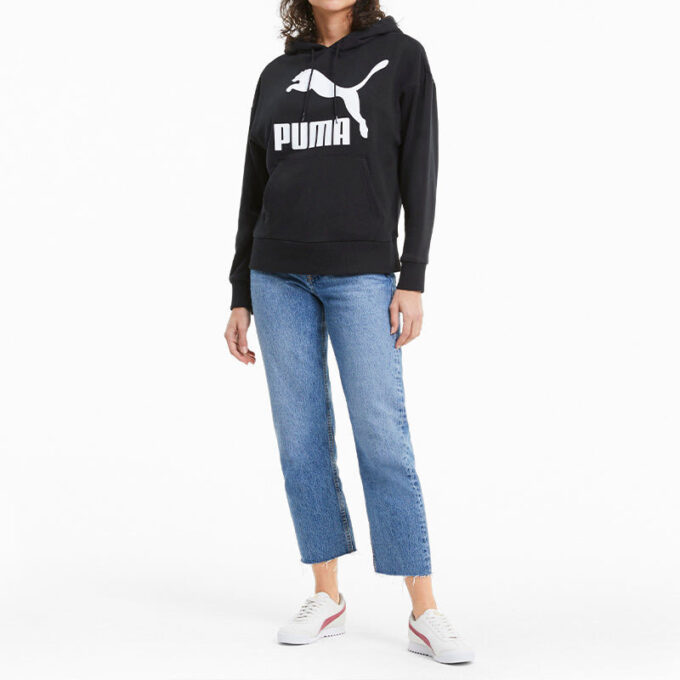 (WMNS) Klasyczna bluza z kapturem z nadrukiem logo w kolorze czarnym