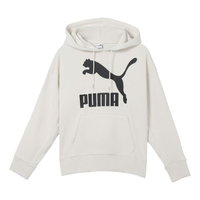 (WMNS) Klasyczna bluza z kapturem z nadrukiem logo w kolorze szarym