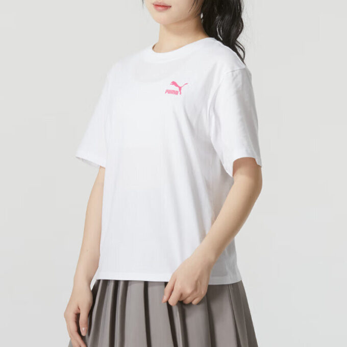 (WMNS) Koszulka graficzna casualowa „Biało-różowa”