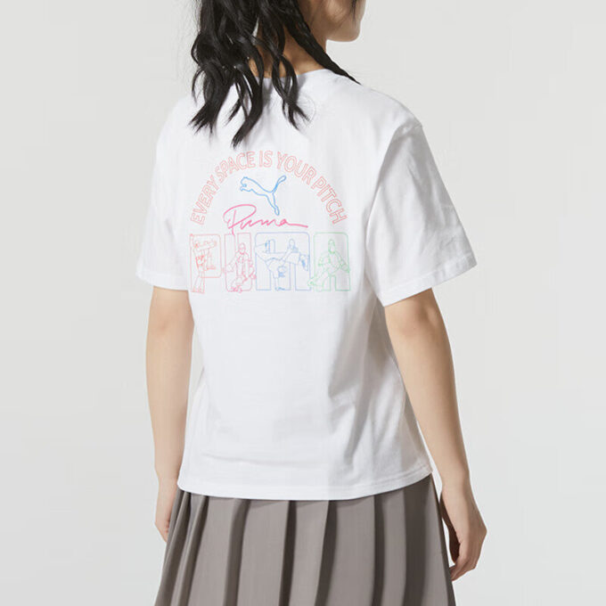 (WMNS) Koszulka graficzna casualowa „Biało-różowa”