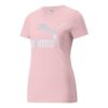 (WMNS) Koszulka z klasycznym logo, duży nadruk logo, sportowy krótki rękaw, różowa