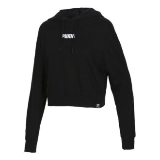 (WMNS) Krótka bluza z kapturem z logo „Czarna”