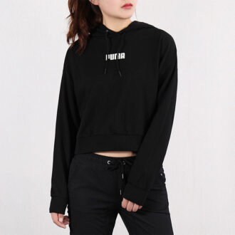 (WMNS) Krótka bluza z kapturem z logo „Czarna”