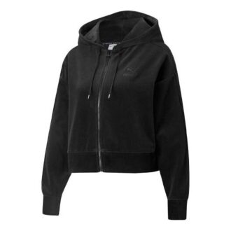 (WMNS) Luźna, haftowana, krótka kurtka z kapturem, zapinana na zamek, w kolorze czarnym (WMNS) Luźna, haftowana, krótka kurtka z kapturem, zapinana na zamek, w kolorze czarnym