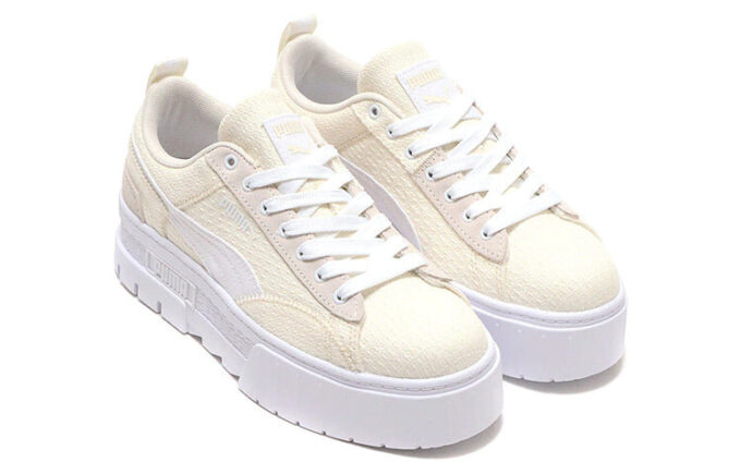 (WMNS) Mayze Patchwork Gruba Podeszwa Retro Casual Buty do Skateboardingu Białe