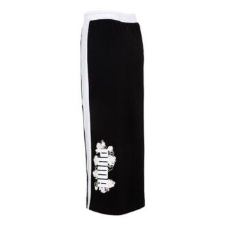 (WMNS) Spódnica z nadrukiem logo, długa, do połowy łydki, czarna