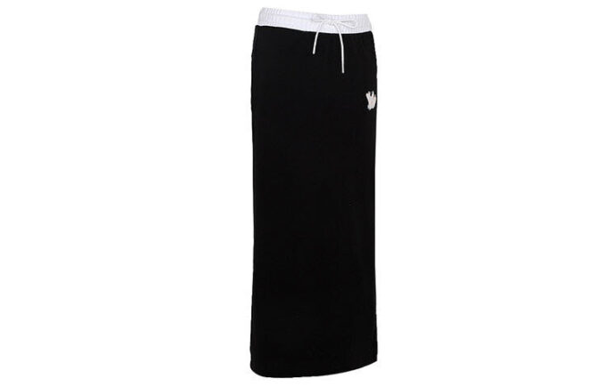 (WMNS) Spódnica z nadrukiem logo, długa, do połowy łydki, czarna