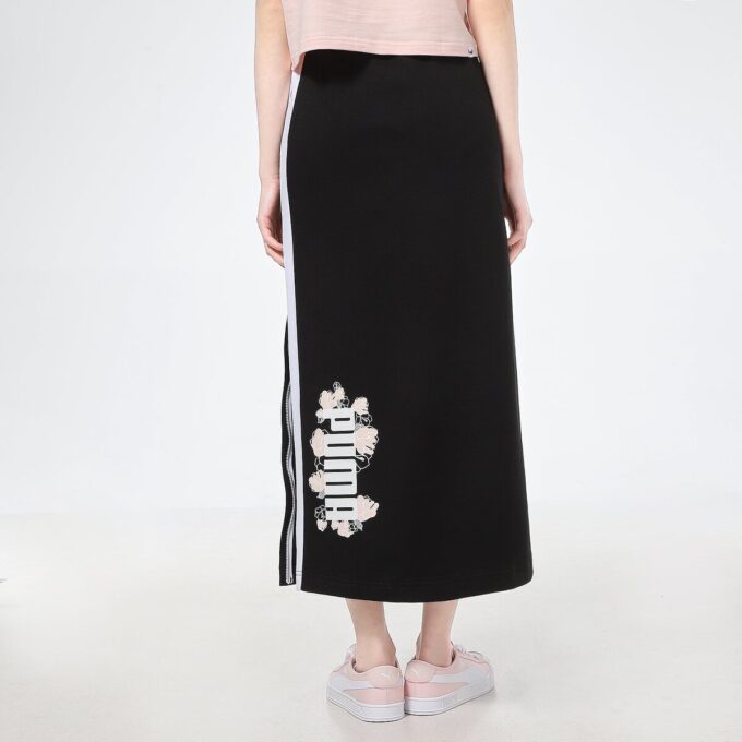 (WMNS) Spódnica z nadrukiem logo, długa, do połowy łydki, czarna