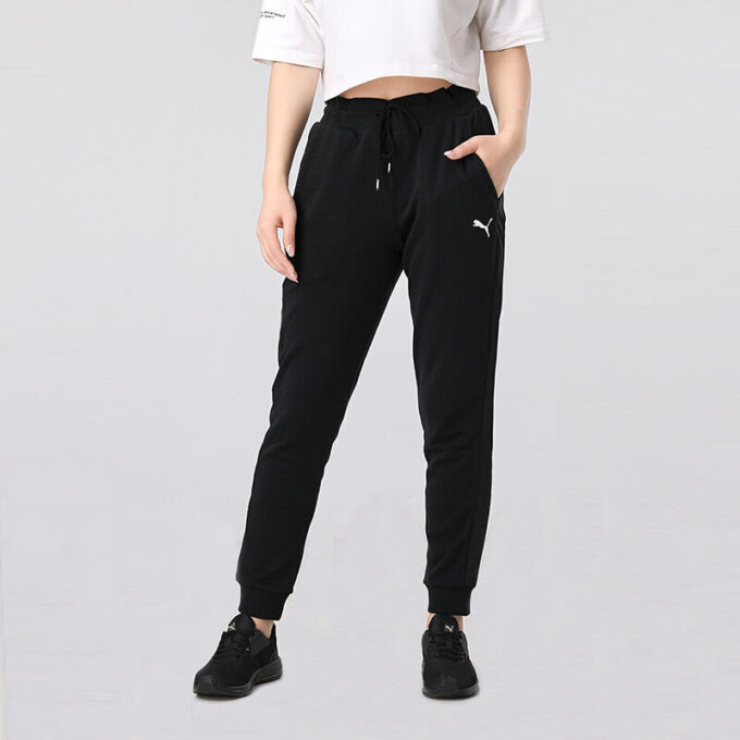 (WMNS) Spodnie sportowe dzianinowe w stylu Cat ze ściągaczem, czarne