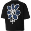 (WMNS) x MR DOODLE Luźna koszulka z krótkim rękawem i dużym logo w stylu graffiti, w kolorze czarnym