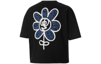 (WMNS) x MR DOODLE Luźna koszulka z krótkim rękawem i dużym logo w stylu graffiti, w kolorze czarnym (WMNS) x MR DOODLE Luźna koszulka z krótkim rękawem i dużym logo w stylu graffiti, w kolorze czarnym
