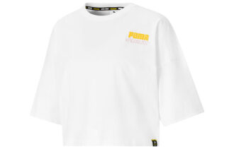 (WMNS) x PEANUTS Haftowane logo Bluzka z okrągłym dekoltem i krótkim luźnym rękawem w kolorze białym (WMNS) x PEANUTS Haftowane logo Bluzka z okrągłym dekoltem i krótkim luźnym rękawem w kolorze białym