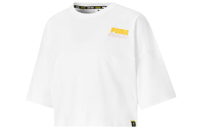 (WMNS) x PEANUTS Haftowane logo Bluzka z okrągłym dekoltem i krótkim luźnym rękawem w kolorze białym