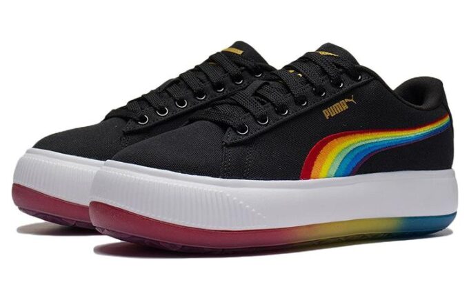 (WMNS) Zamszowe buty do skateboardingu Mayu Prism Low Tops z grubą podeszwą w kolorze czarnym